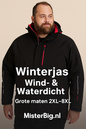 Winterjas wind- en waterdicht in grote maten 2XL tot 8XL bij Mister Big
